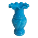 Lace-edged blue opaline vase