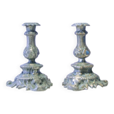 Set of 2 brutalist gothic candlesticks