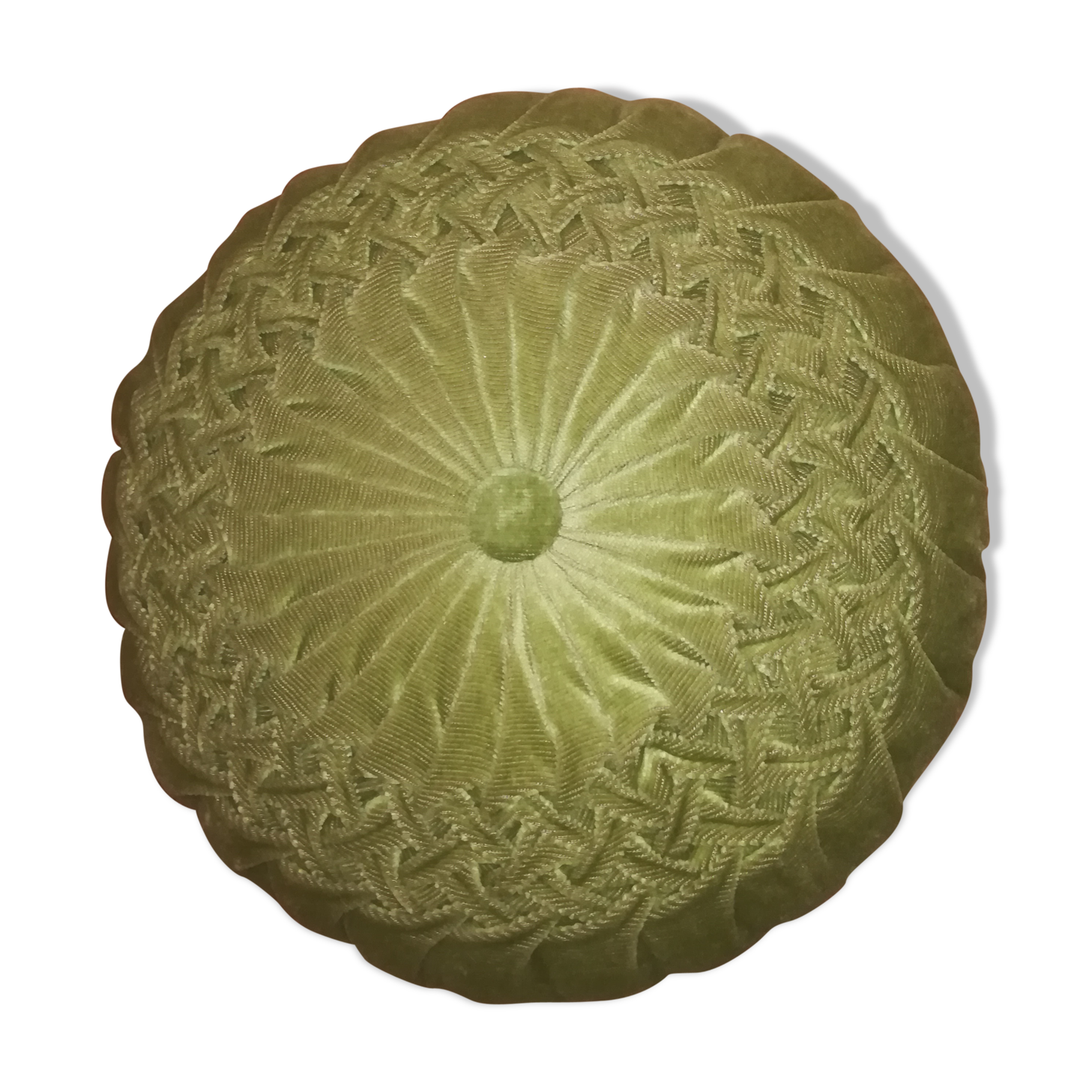 Round pleated velvet cushion