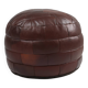 Pouf ottoman en cuir patchwork français vintage, années 1960