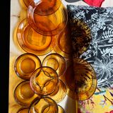 Amber bowls Lever France and amber yellow plates