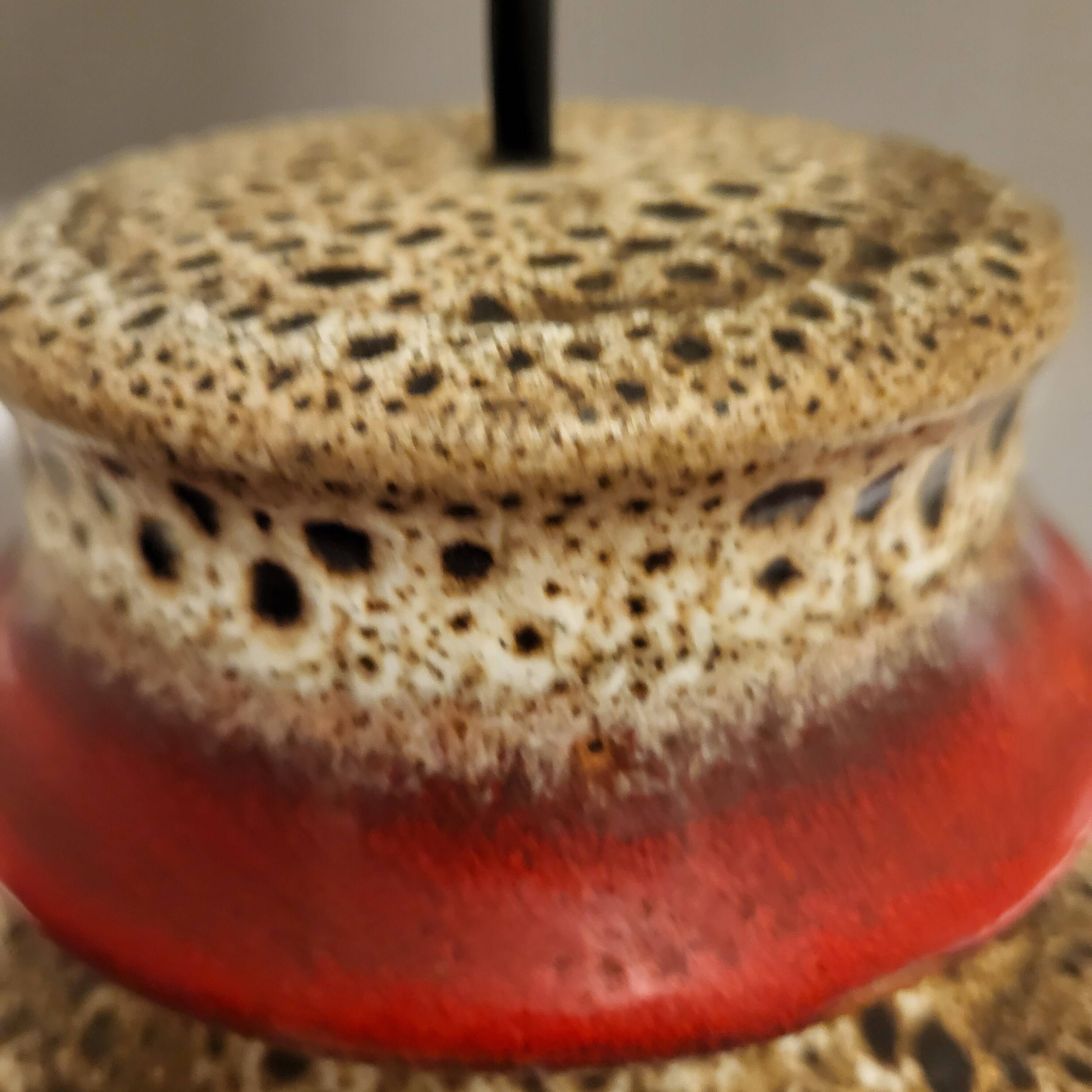 Vintage suspension in glazed ceramic fat lava, space age, West Germany 19