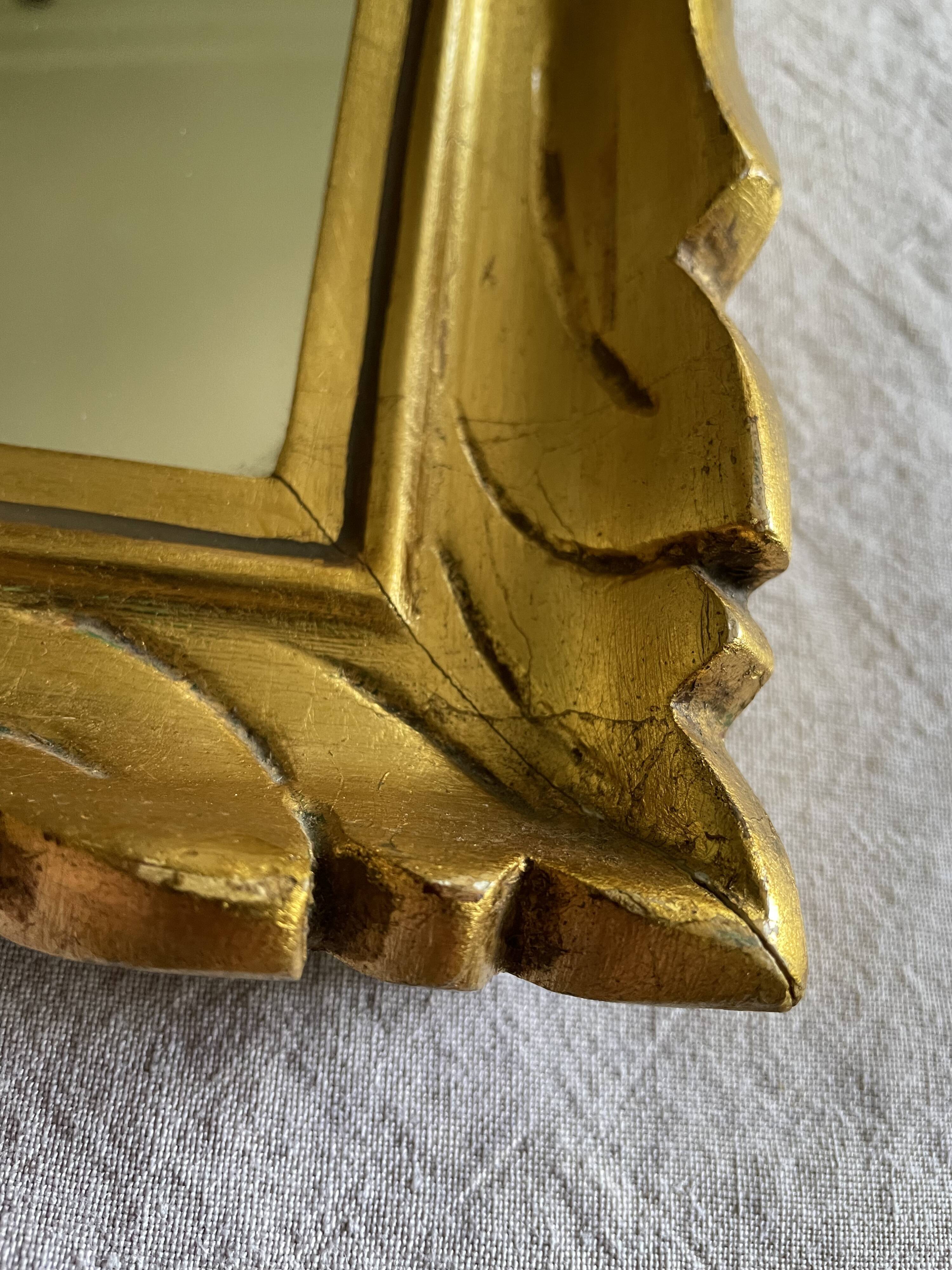 Vintage rectangular mirror in gilded wood h49 xl35