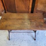 old bistrot table wooden top cast iron leg