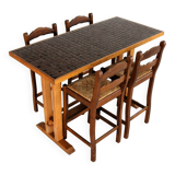 Vintage bar table with chairs | dining table | bar stools | 1950s