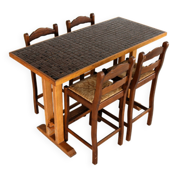 Vintage bar table with chairs | dining table | bar stools | 1950s