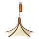 Teak And Linen Umbrella Counter Balance Pendant By Domus, 1970s