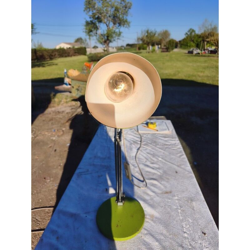 Lampe vintage métal vert et chrome