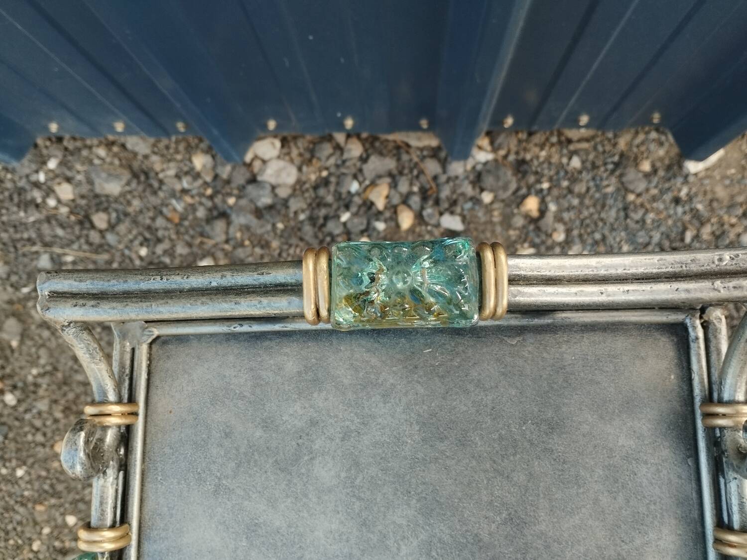 Vintage metal and glass side table