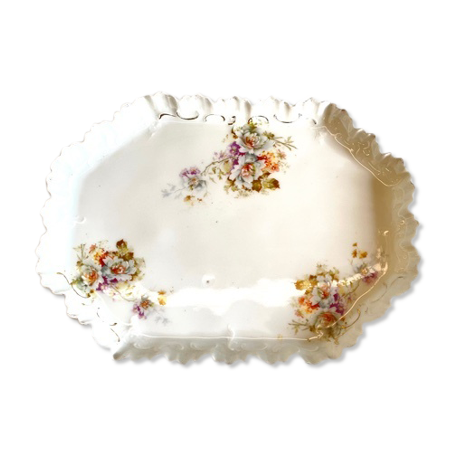 Old tray in floral pattern biscuit