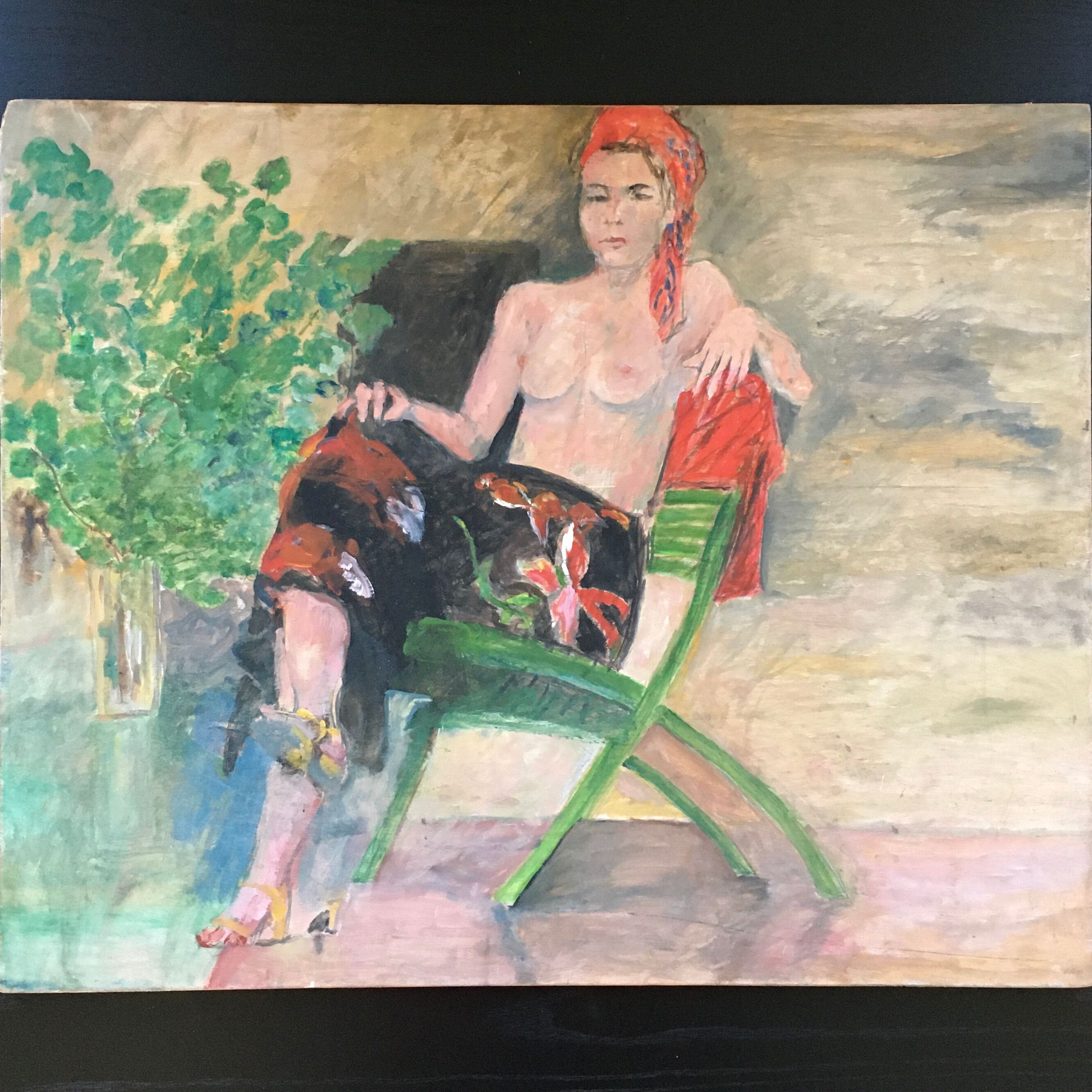 Painting woman in the garden