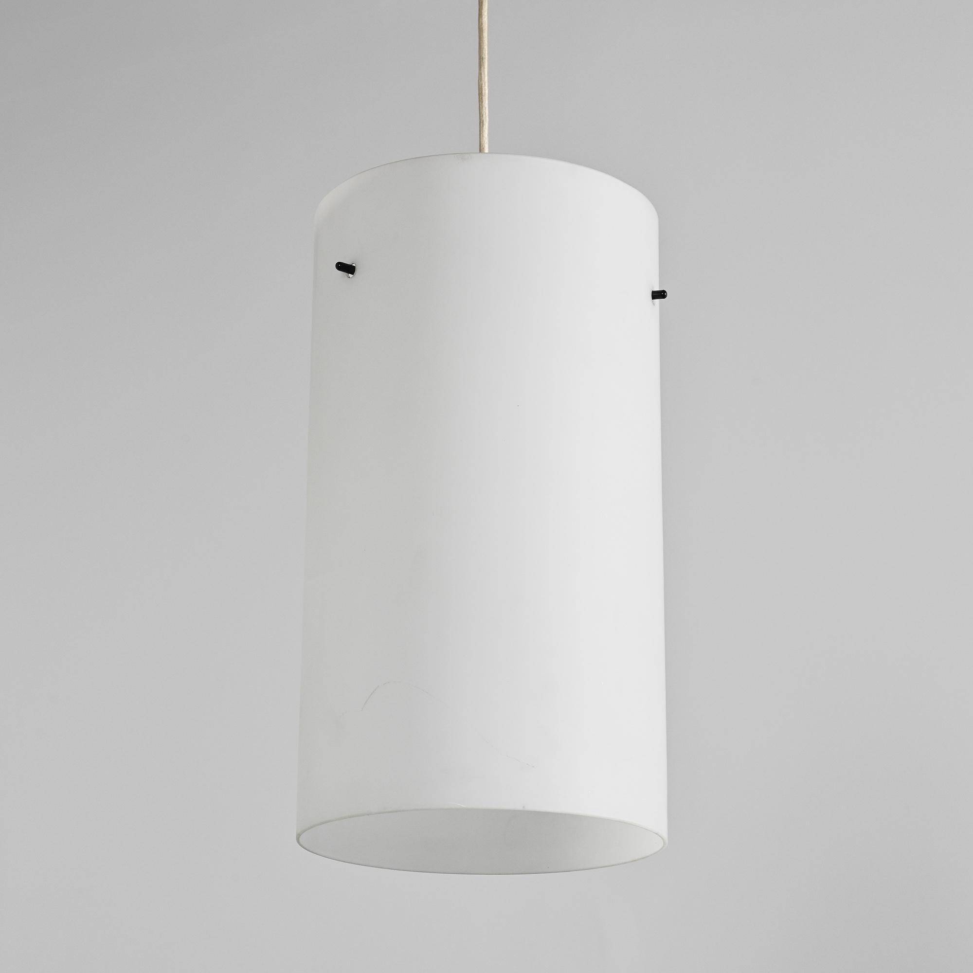 Opaline glass cylindrical pendant, 1970s