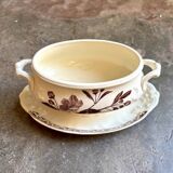 Creil & Montereau brown ironstone sauceboat