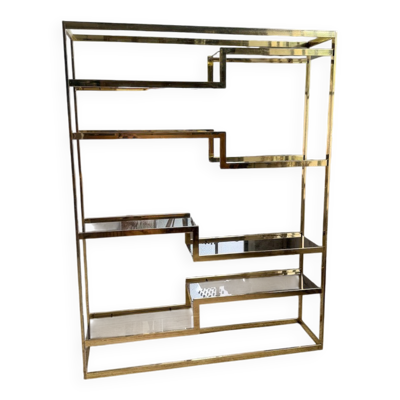 Etagère laiton 1970 Belgo Chrom regency