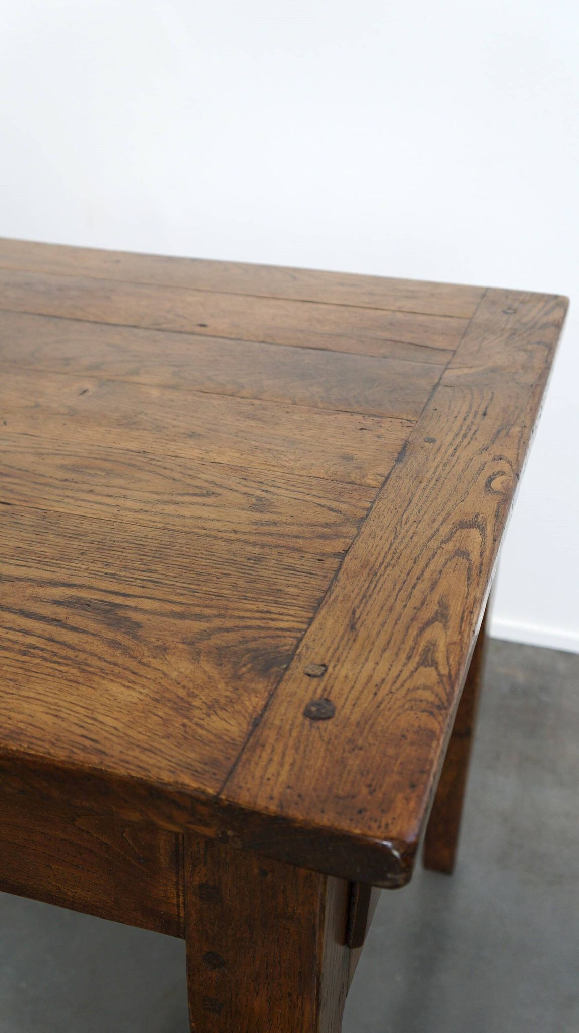 antique French oak dining table with 3 drawers and an exquisite patina