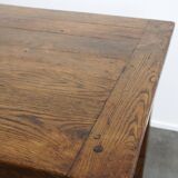 table à manger ancienne en chêne français avec 3 tiroirs et une patine exquise