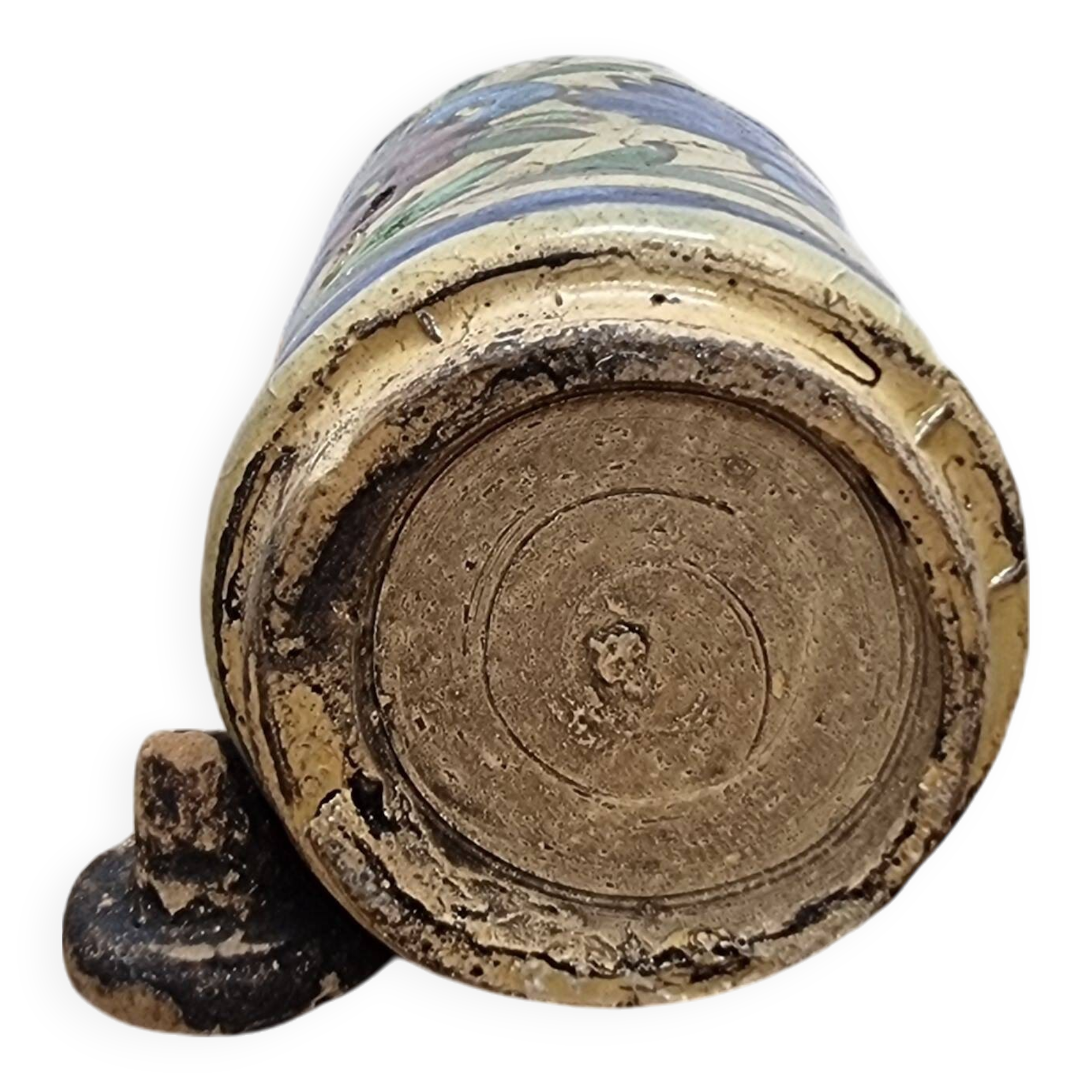 Antique Persian Qajar Ceramic Round Bottle, Circa 1900