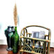 Indonesian magazine holders made of bamboo and vintage green rattan