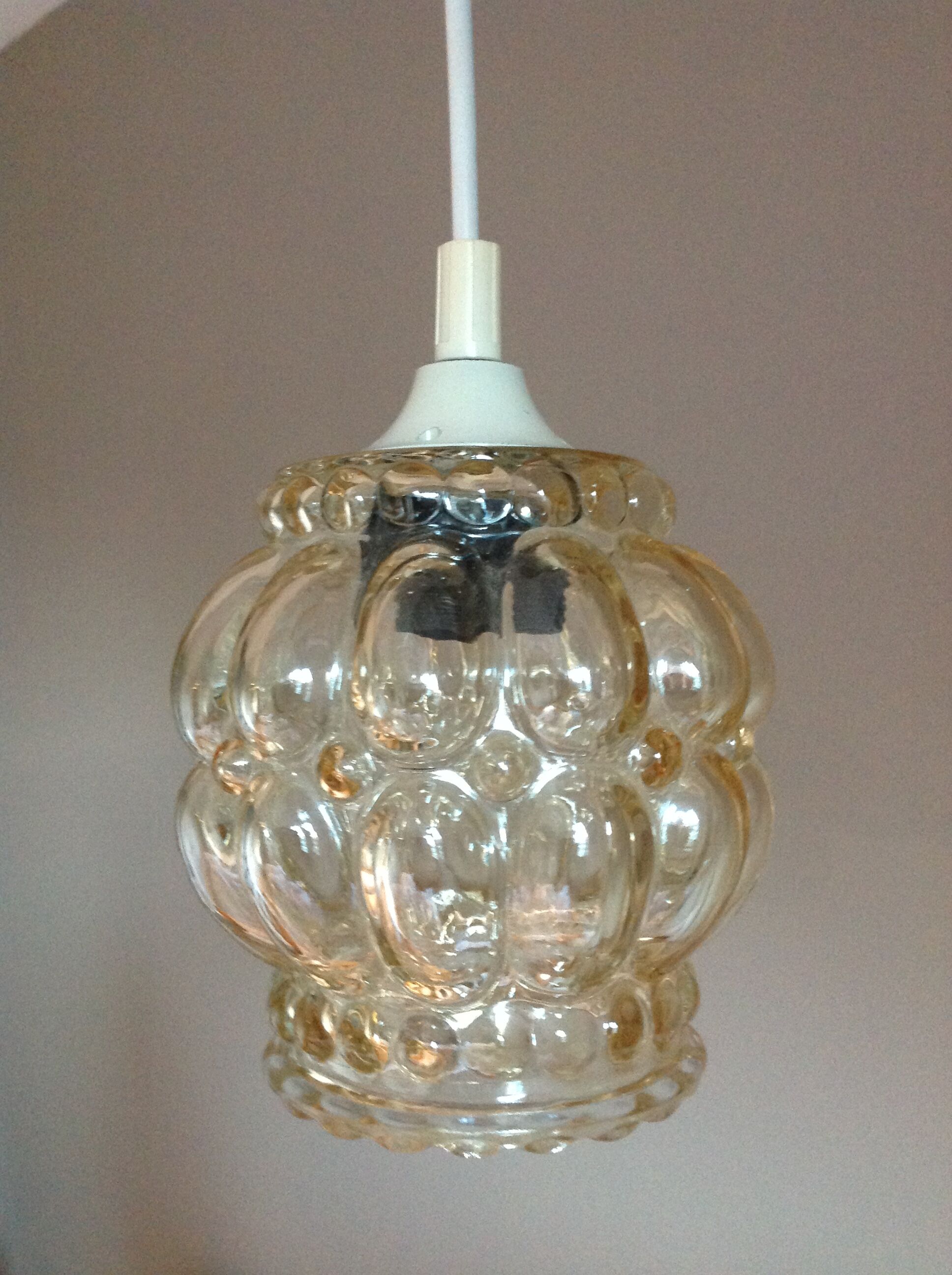 Amber bubbled glass walker / vintage 60s-70s