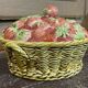 Strawberry basket in Sarreguemines slipware from the 1930s.