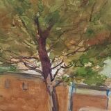 Guido hanset (1910-1992) watercolor on paper view of genoa ? 1968 signed