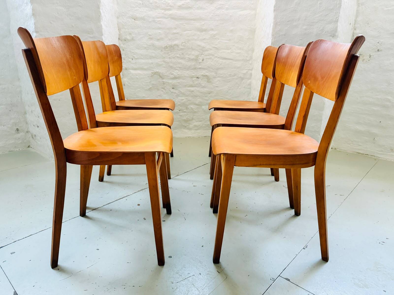 Thonet wooden chairs, 1960s – set of 20