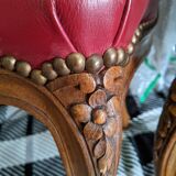 Set of Louis XV Cabriolet Chairs – Carved Wood & Bordeaux Leather
