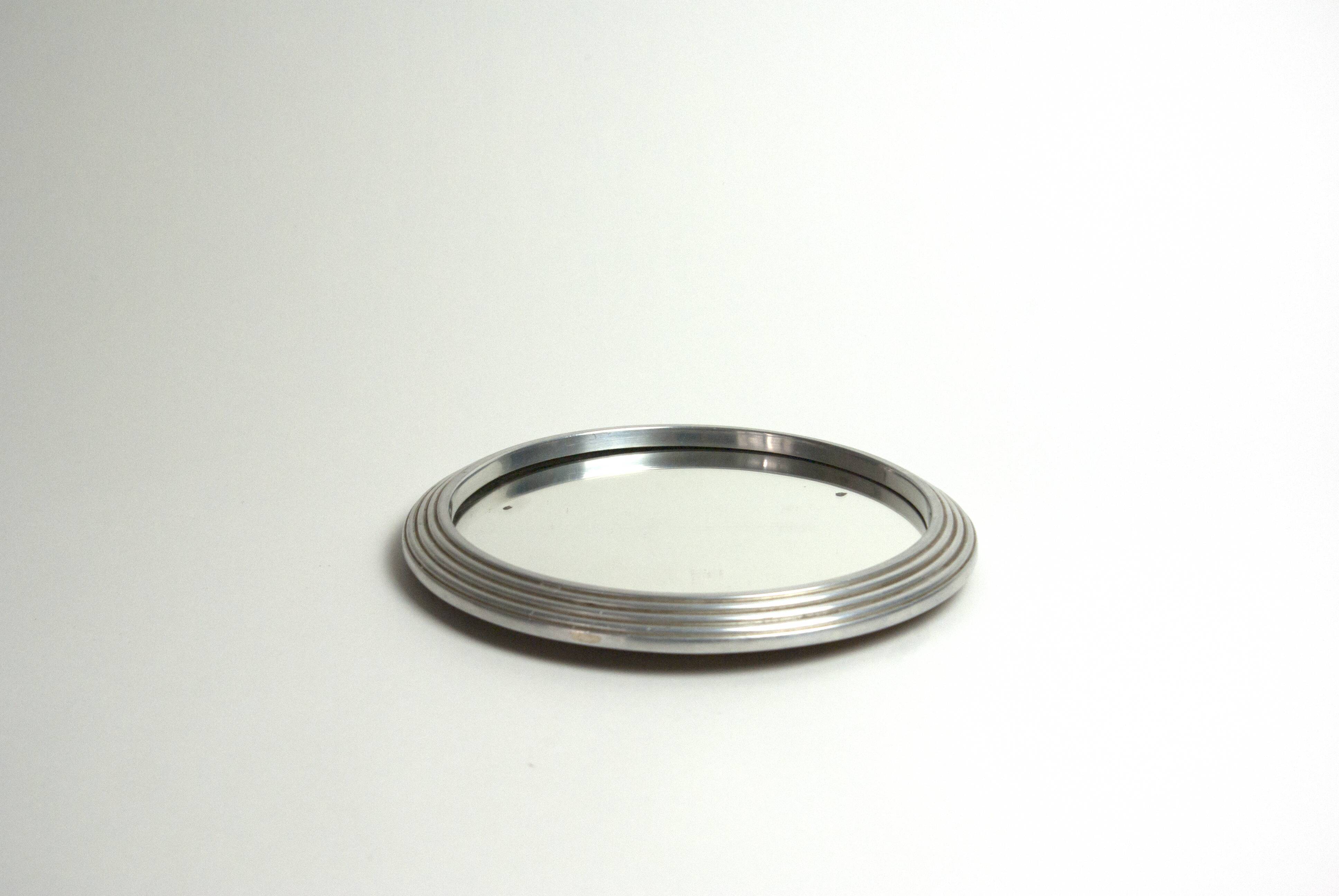 Round mirror to ask grooved stainless on board made in france 50 years