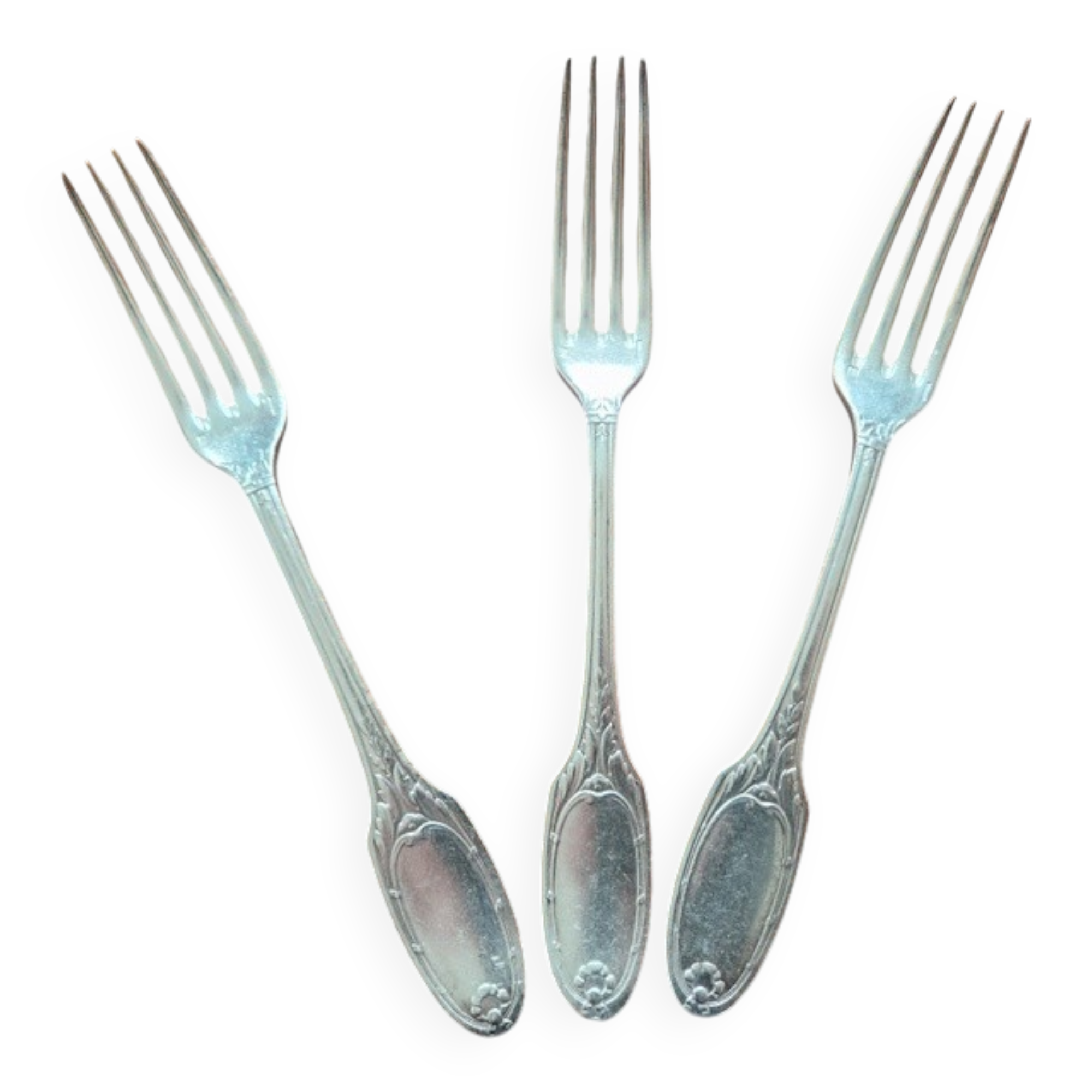 Christofle - Set of 3 Marie Antoinette model table forks in silver-plated metal