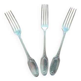 Christofle - Set of 3 Marie Antoinette model table forks in silver-plated metal