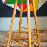 Vintage solid blond wood bar stool