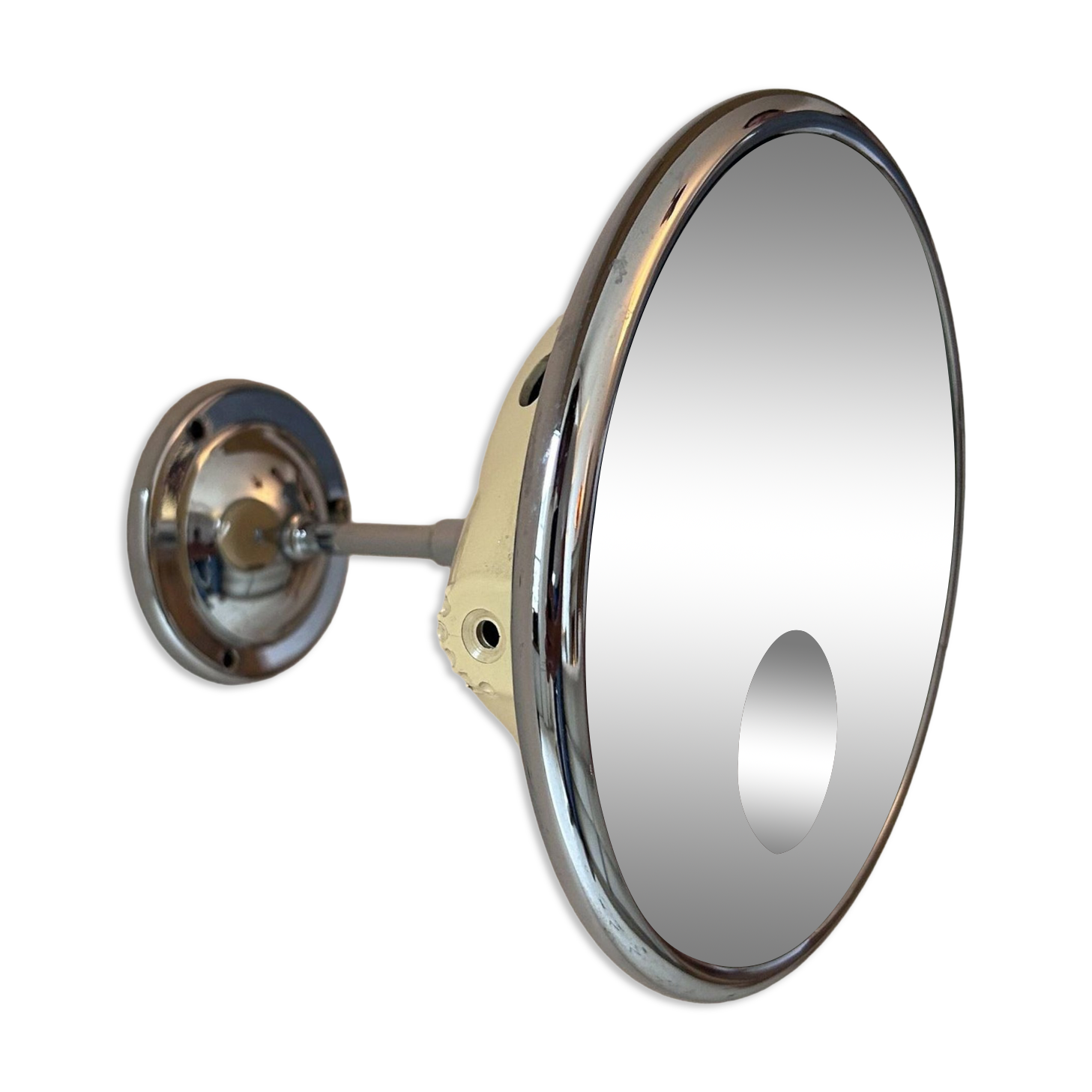 Vintage adjustable chrome mirror, magnifying and illuminating, France 1970