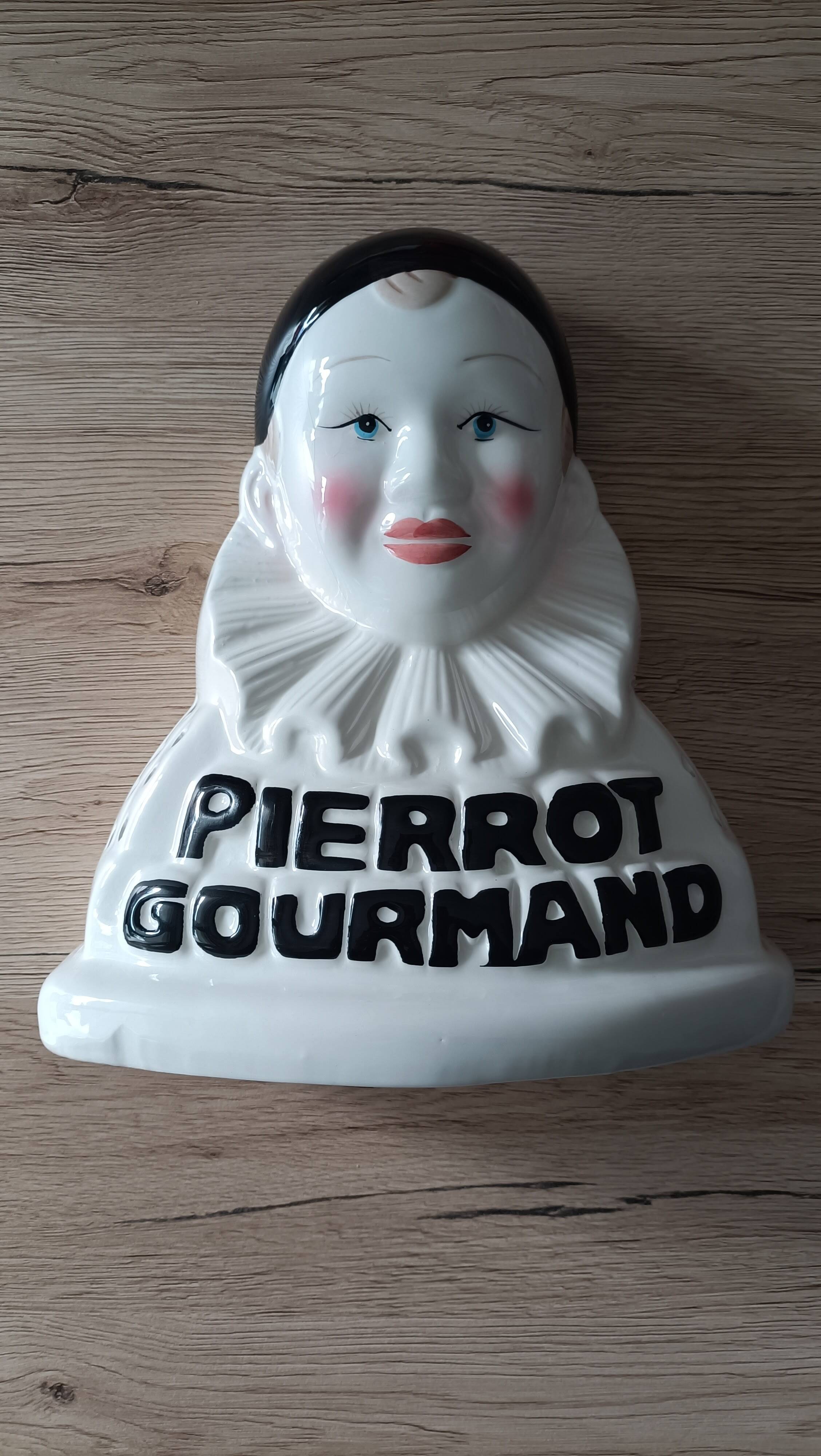 Advertising lollipop display with gourmet Pierrot bust in porcelain