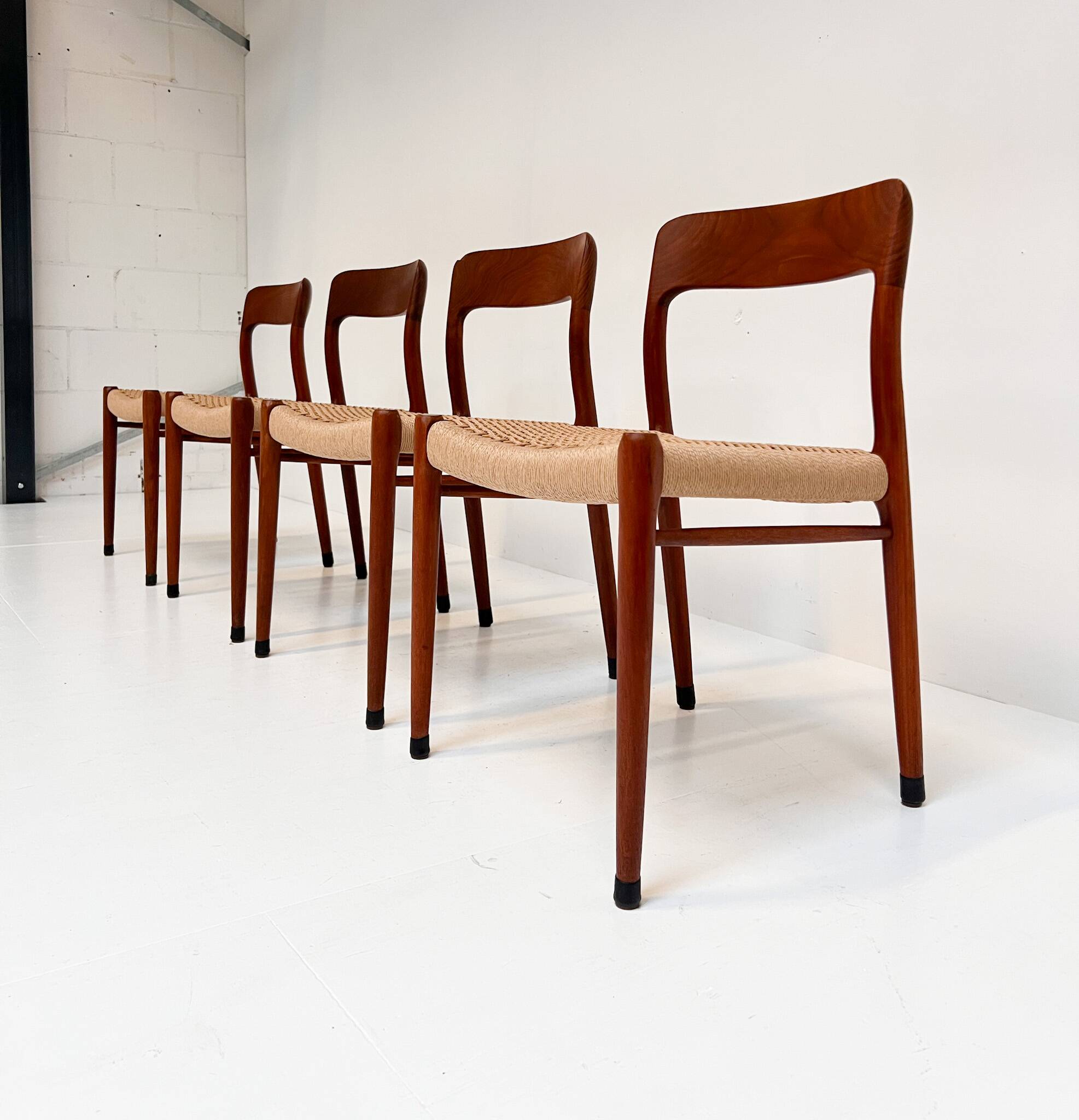 Refurbished set of 4 Model 75 chairs by Niels Møller, 1960s