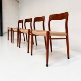 Refurbished set of 4 Model 75 chairs by Niels Møller, 1960s