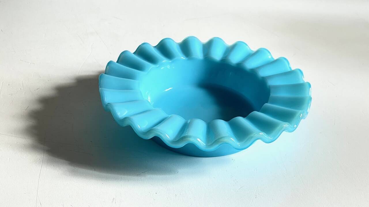 CENDRIER Vide-Poche Verre OPALIN Bleu