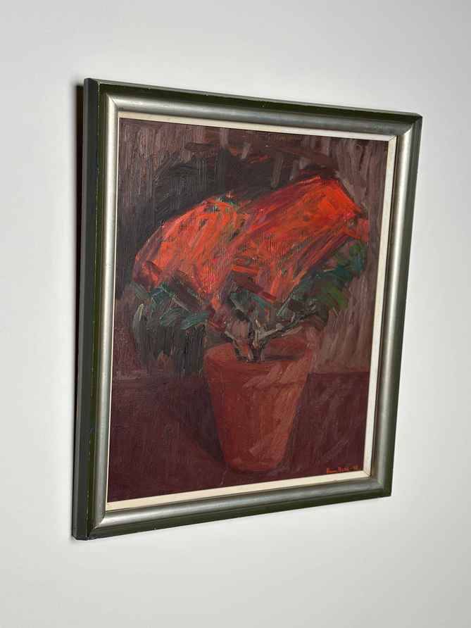 Original Mid Century Swedish Oil On Panel – “Flower Still Life” By Rune Bohl – Dated 1948 – Vintage & Framed