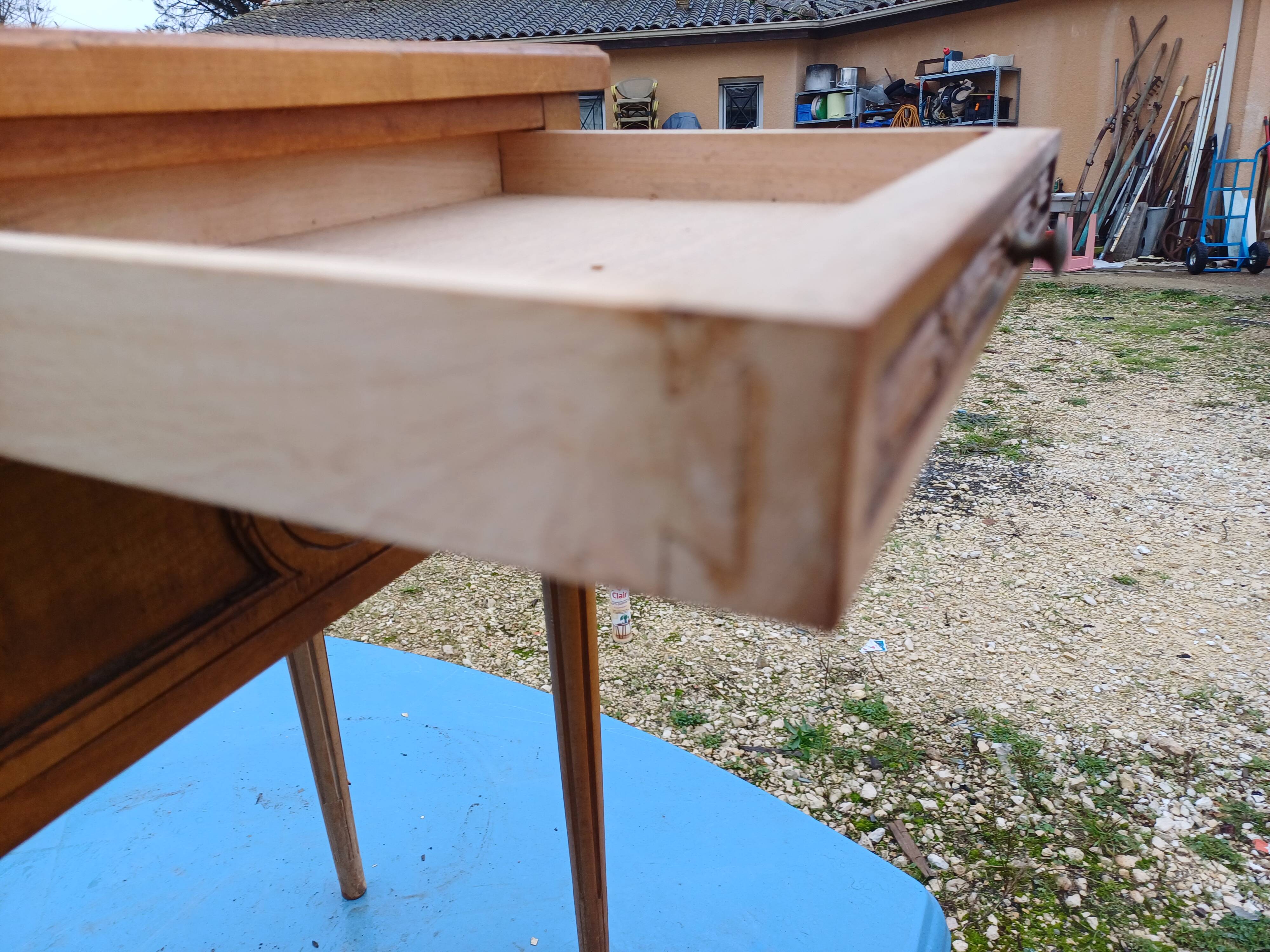 Nightstand 2 drawers walnut oak and burl walnut