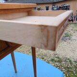 Nightstand 2 drawers walnut oak and burl walnut