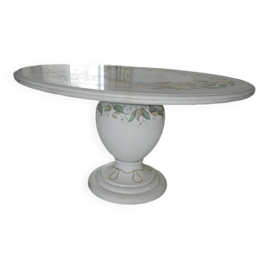 Table ronde marbre et - marqueterie