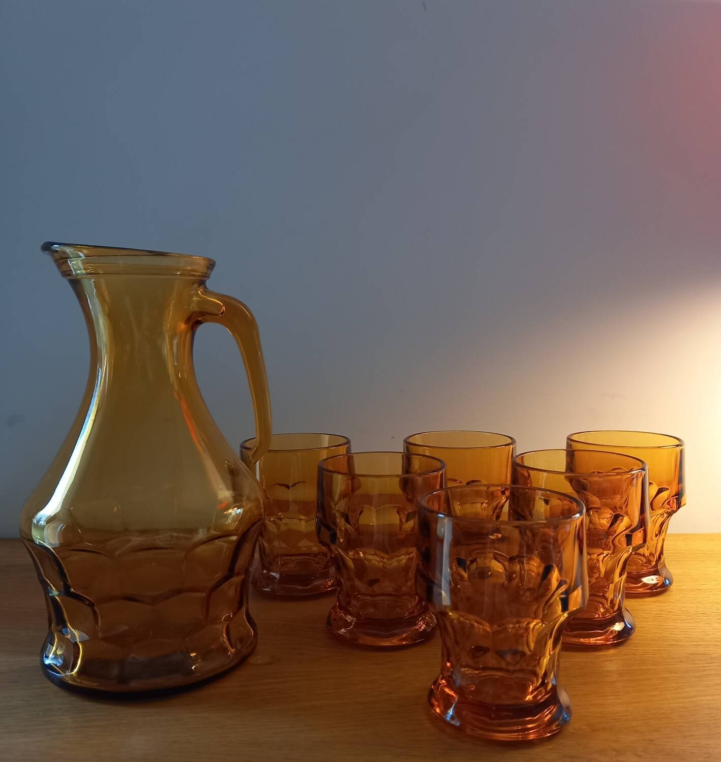 Orangeade service in amber glass