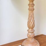 Carved wood lamp