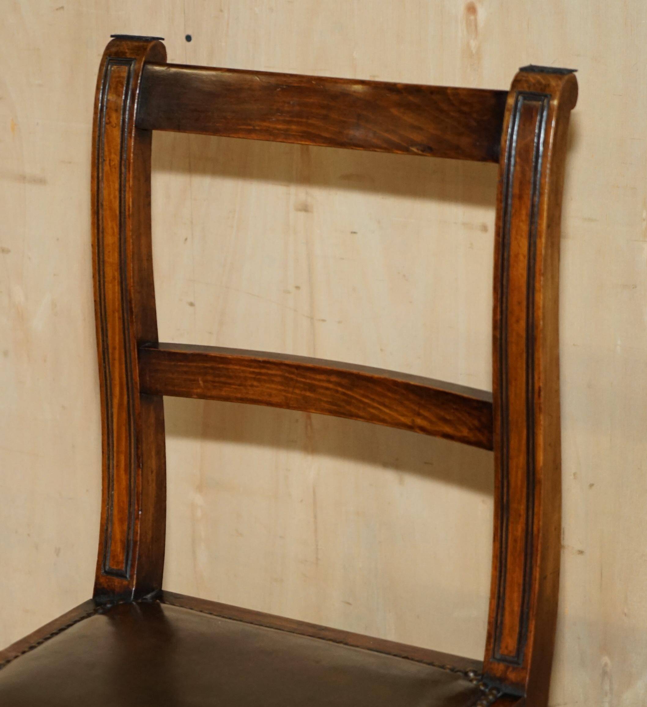 Victorian library chair, convertible, hardwood, leather, brass, circa 1880.