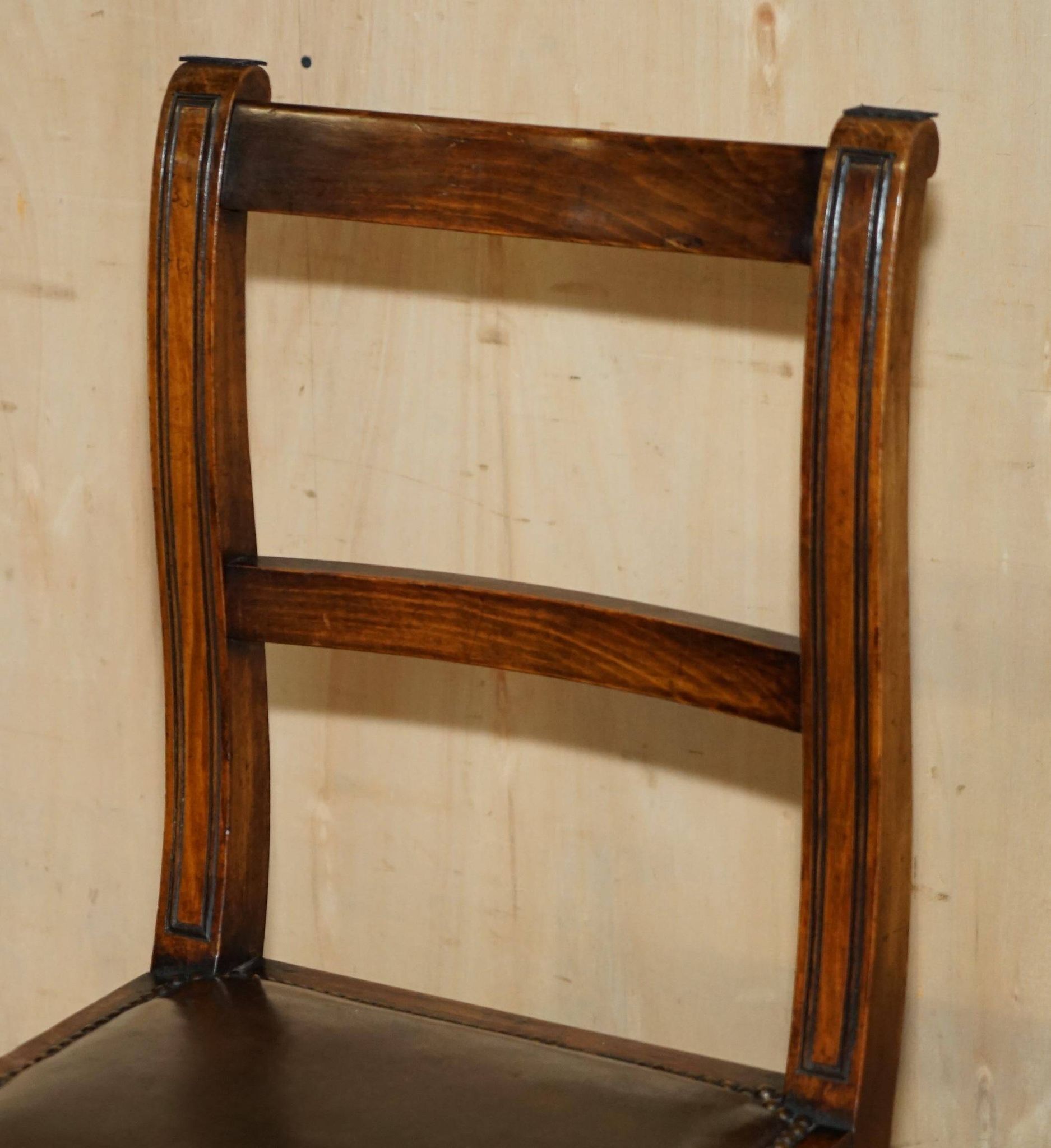 Victorian library chair, convertible, hardwood, leather, brass, circa 1880.