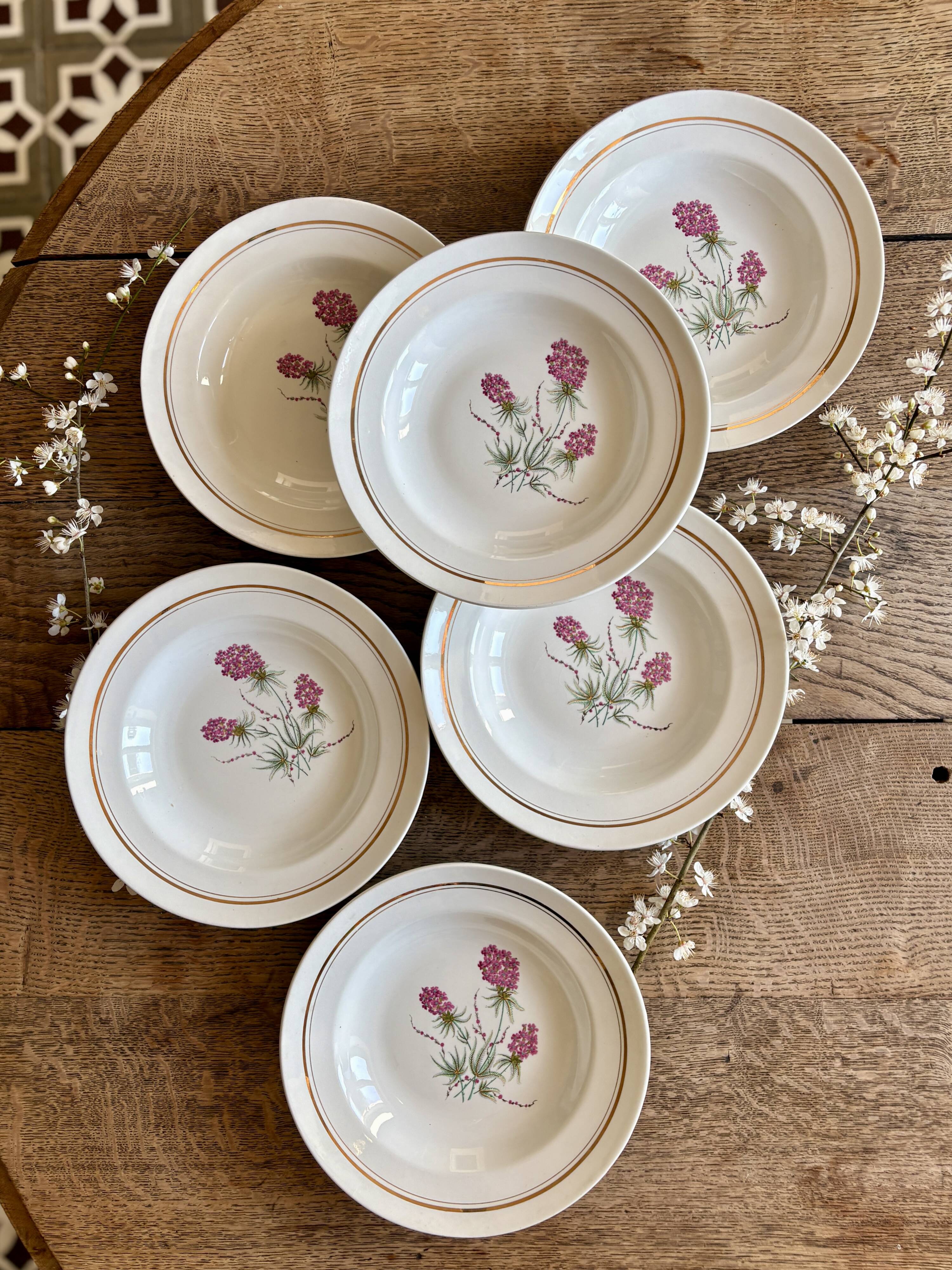 Set of 6 vintage deep plates - Moulin des Loups