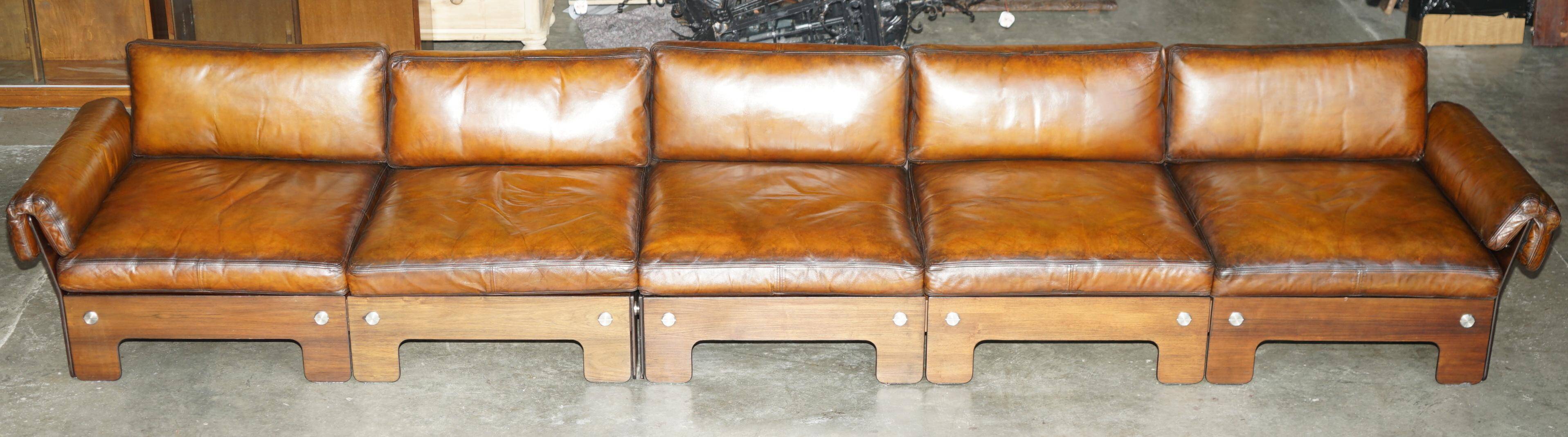 Sigurd Ressell for Vatne Mobler Leather Sofa Hardwood Art Deco