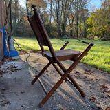 Teak and cane folding chair from the 1900s