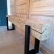 Wooden beam bench