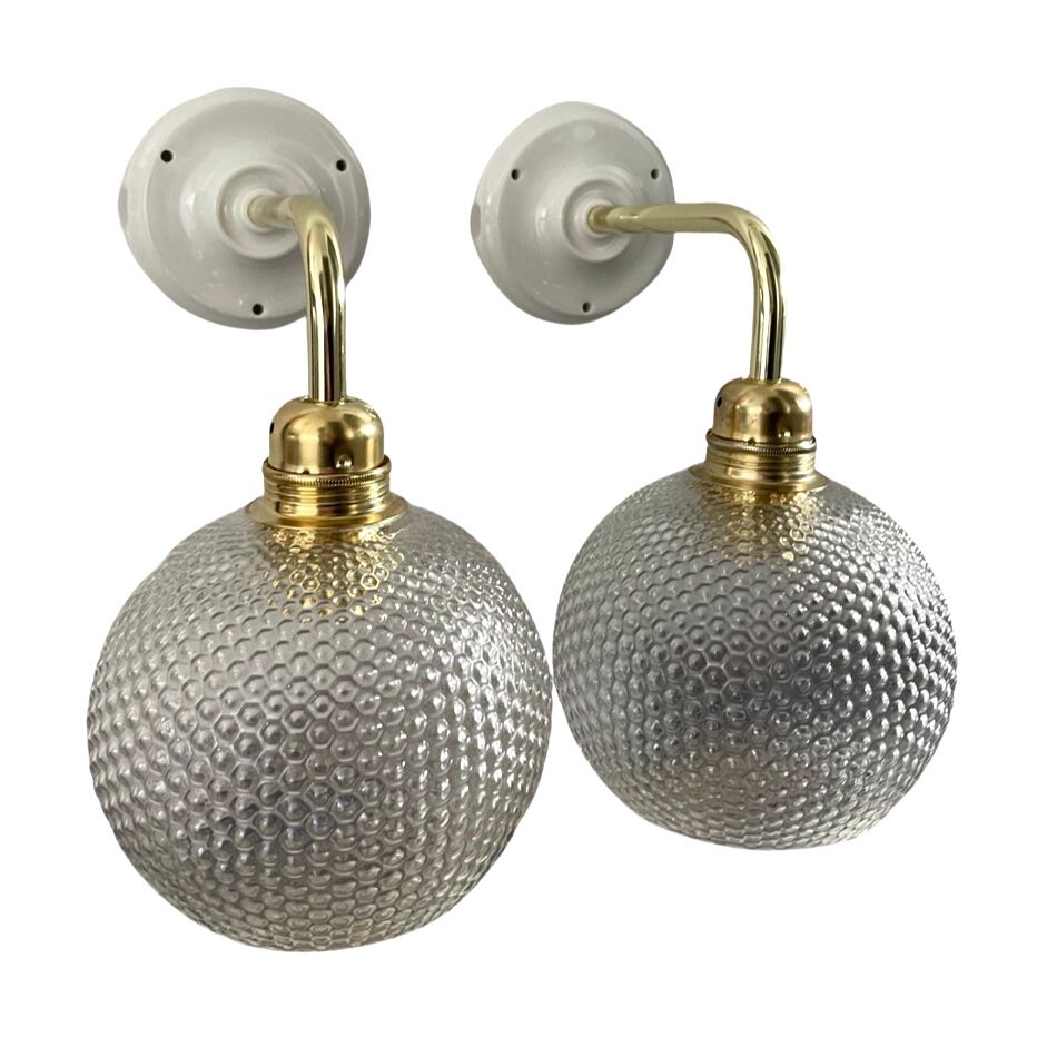 Pair of wall sconces glass globes