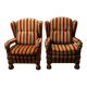 Pair of Spanish Renaissance Style Armchairs - Carved Solid Wood Years
